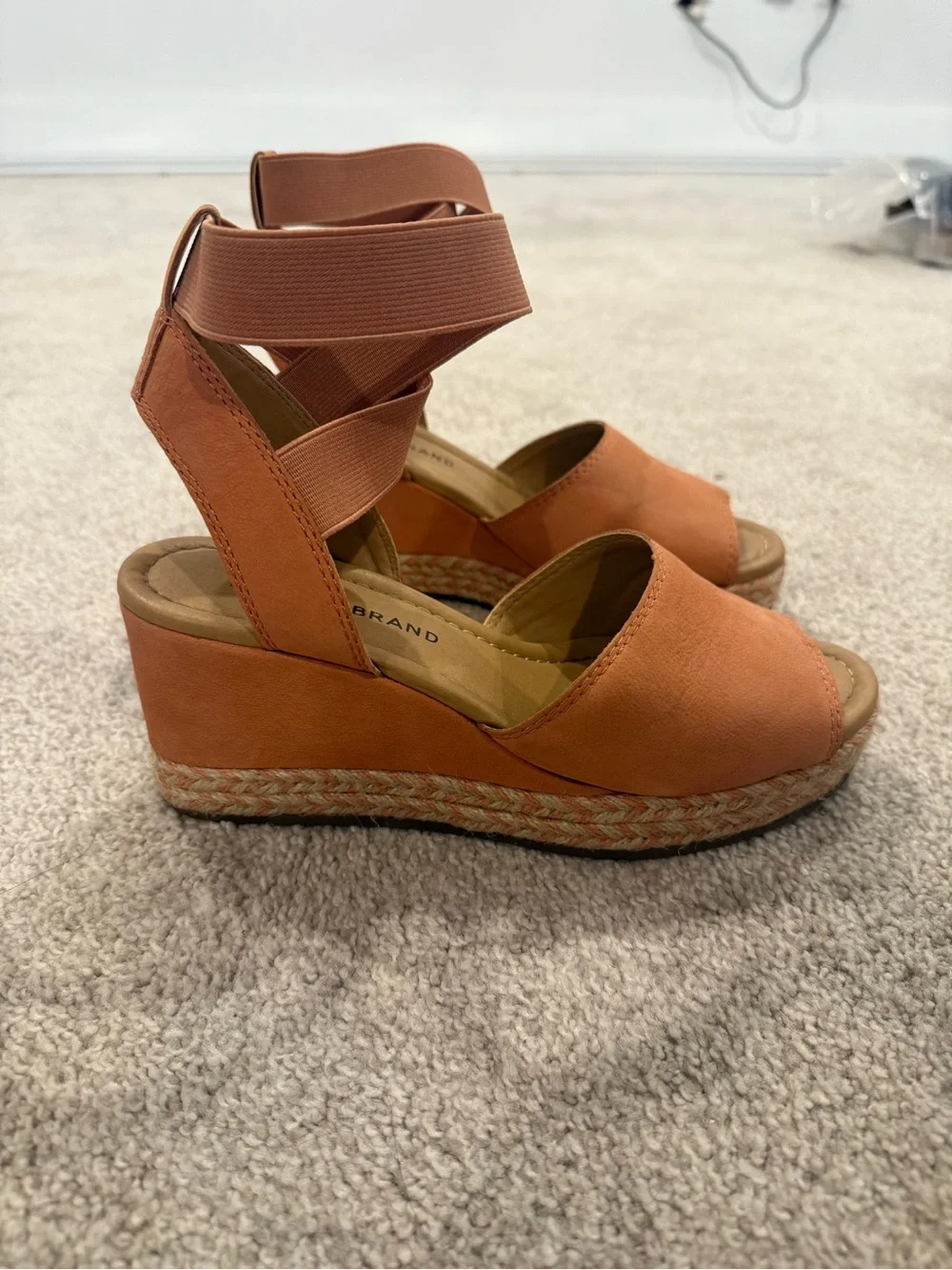 Lucky Brand Coral-Tone Ankle Wrap Wedge Sandals